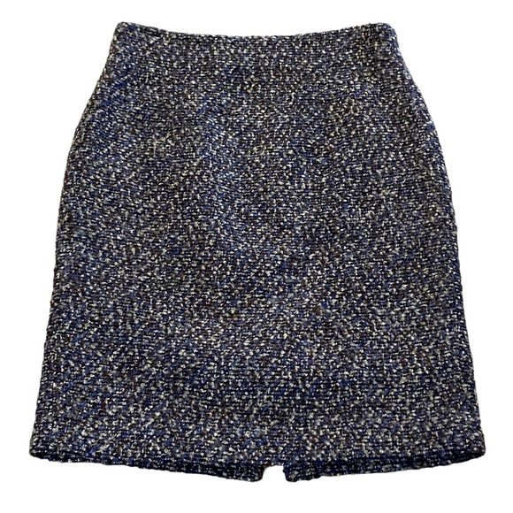 Classiques Entier Tweed Wool Blend A-Line Skirt Navy Brown Lined Size 8 - Picture 1 of 5